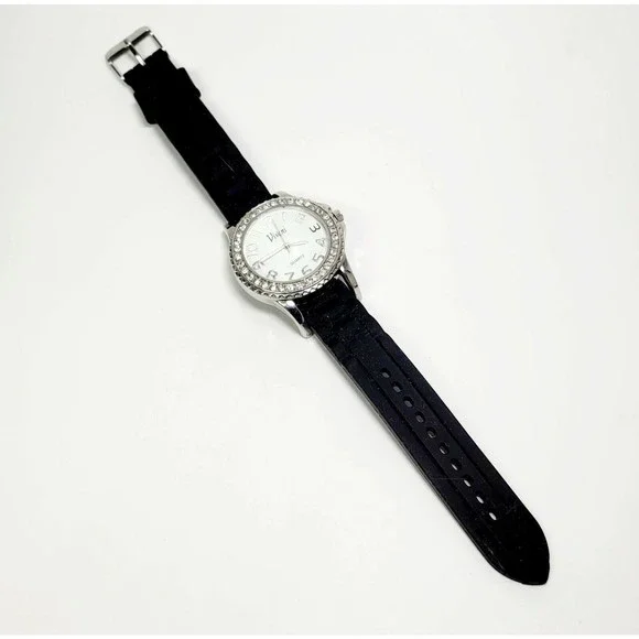 Vivani Womens Watch Rhinestone Crystal Face Rubber Band New Battery Works Great! - Picture 3 of 12